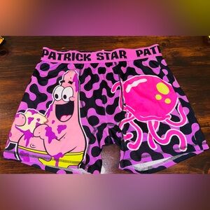 Patrick Star Pink & Black Mens Boxer Briefs Sz Medium
